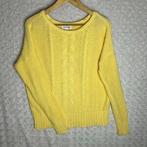 St. John’s Bay Women's Bright‎ Yellow Cable Knit Round Neck Sweater Size Large